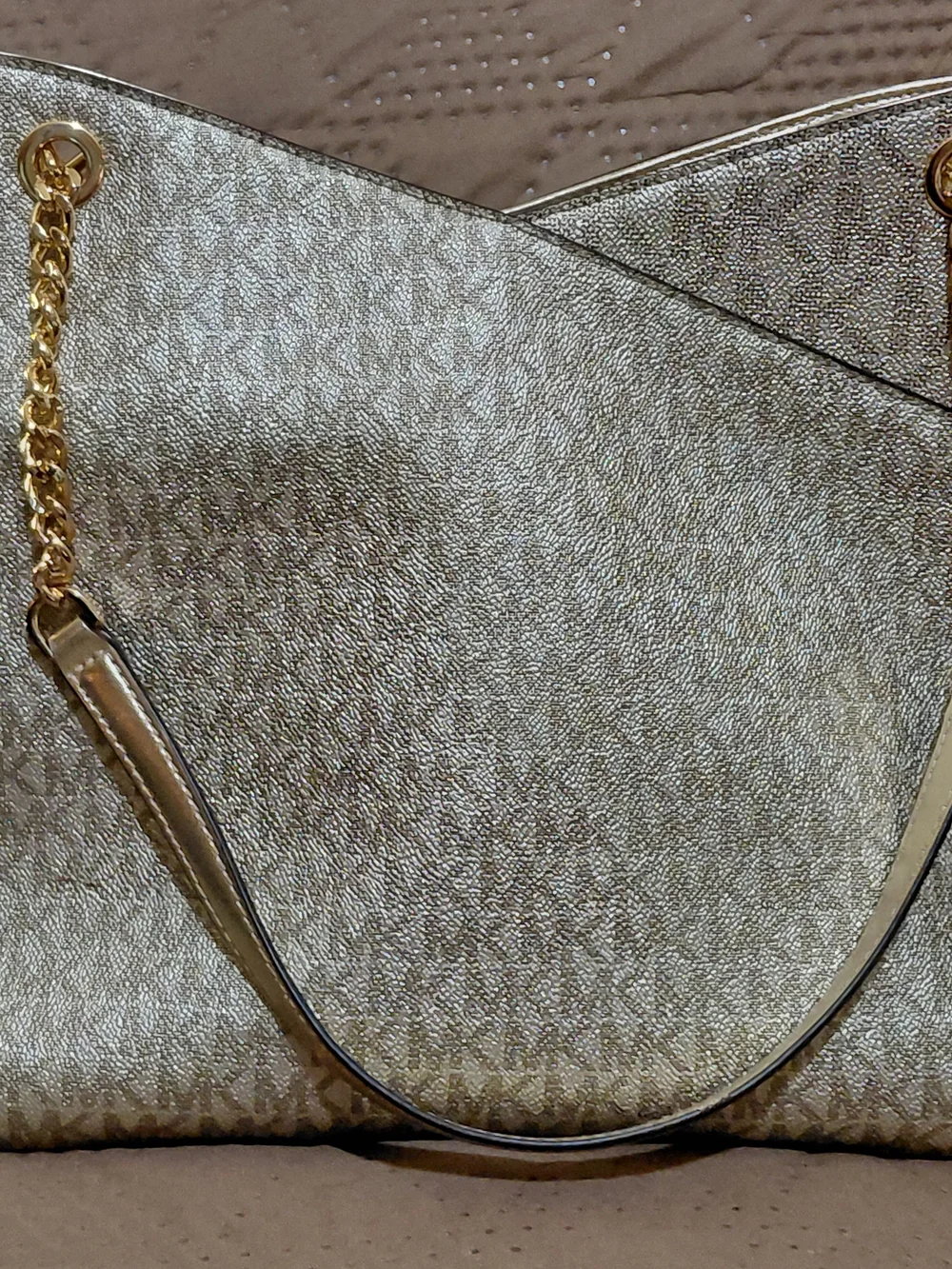 Michael Kors Metallic Gold Chain-Handle Tote Bag